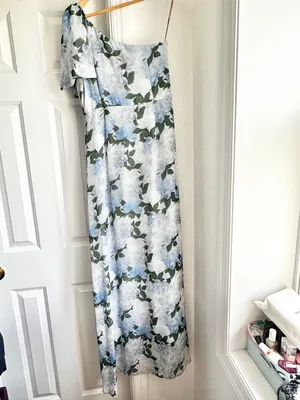 Sachin and Babi Chelsea One-Shoulder Evening Gown Glacial Peonies thumbnail 5