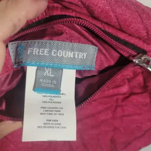 Free Country Reversible Quilted Puffer Vest Faux Fur Crimson Rose XL Gorpcore thumbnail 2