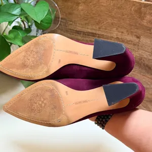 Vince Camuto Hailenda Suede‎ Pumps Womens 10M Burgundy Pointed Toe Dark Academia thumbnail 3