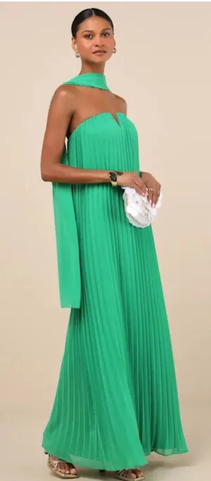 Lulus green scarf maxi dress  thumbnail 1