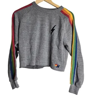 Aviator Nation Bolt Classic Cropped Crewneck Sweatshirt Size: S thumbnail 1
