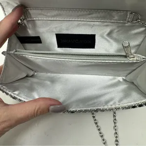 Jessica McClintock Silver Mesh Evening Bag Chain Strap Clutch thumbnail 3