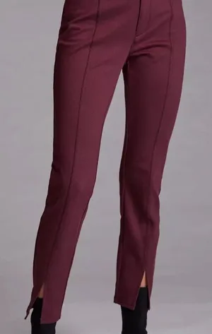Anthropologie Maeve Burgundy Ribbed cigarette pants Leggings Size 2 thumbnail 1