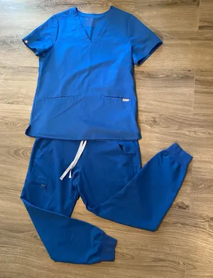 FIGS Royal Blue Casma Top Zamora Jogger Pants Scrub Set Uniform Medium Petite thumbnail 1