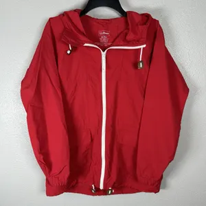 LL Bean Jacket Womens‎ XS Red Lightweight Windbreaker Hooded Adirondack Outdoor thumbnail 1