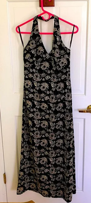 Halter patterned maxi dress thumbnail 1