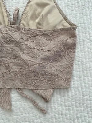 Beige halter lace tank top Tan thumbnail 8