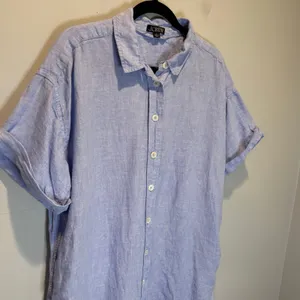 J. Crew Blue Capitaine Linen Short Sleeve Shirt Dress - size Large thumbnail 5
