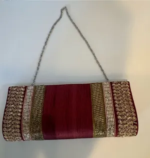 Elegant Maroon Embellished Evening Clutch thumbnail 1