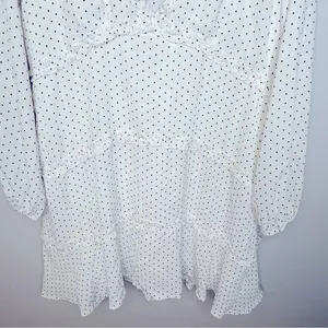 Polly Black and White Polka Dot‎ V-Neck Tiered Dress Size 12 thumbnail 5