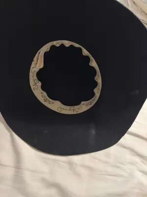 Vintage Black Wool Felt Floppy Hat Boho Wide Brim Beaded Cord Band thumbnail 3