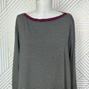 Alembika Tunic Top Blouse 3/4‎ Sleeve Striped Pullover Black Tan Size 2 US 8 10 thumbnail 3
