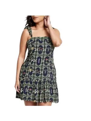 AGUABENITA Blue Floral for Target Dress Size 1X NEW NWOT thumbnail 3