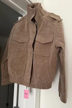 Pretty Little Thing Funnel neck faux suede jacket thumbnail 2