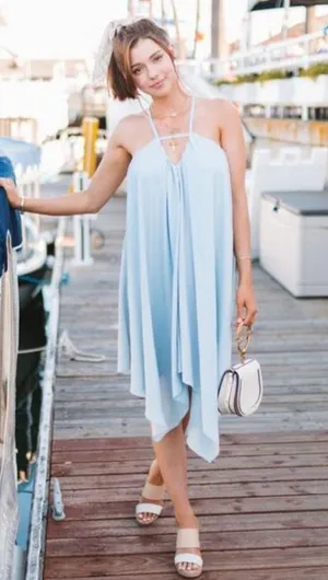 Amaryllis blue flowing dress Size L thumbnail 2