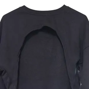 Black Shrug Cutout Long Sleeve Crop Sweatshirt‎ Small Workout Yoga Balletcore thumbnail 3