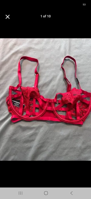 Victoria's Secret Balconette Red Strappy Cage Bra thumbnail 1