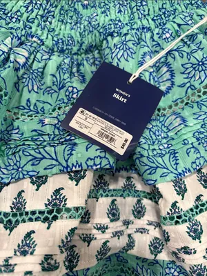 NWT Roller Rabbit x Target Aqua Blue Floral Flounce Skirt, 100% Cotton, Size S thumbnail 4