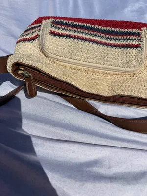 Woven tan red and blue purse thumbnail 10