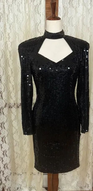 Gorgeous Vintage 90s Nightline Sequin Formal Dress thumbnail 1