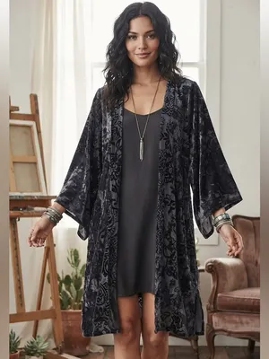 Knox rose velvet kimono XS/S whimsigoth halloween velour thumbnail 1