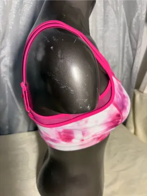 Good American Pink Tie-Dye Double-Strap Sports Bralette thumbnail 10