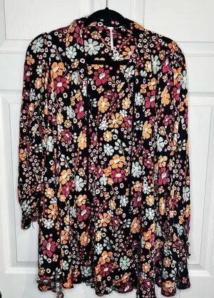 Free People Daisy Jane Women's printed mini dress in black multi - Size Medium thumbnail 1