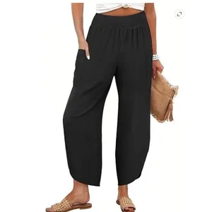 NWT ~ Women's Black Summer Casual Wide Leg Split Hem Palazzo Pants ~ Ladies MED thumbnail 4