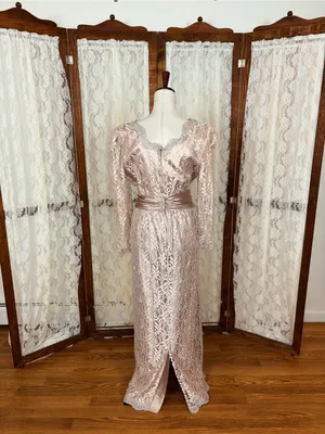 Gorgeous Vintage 1980s/90s Alicia Taupe Mother of the Bride Gown thumbnail 4