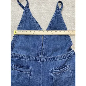 Free People We The Free Rambler Denim Wide Leg Overalls Jumpsuit Size 4W thumbnail 11