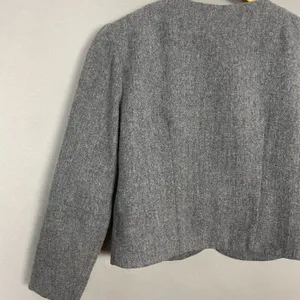 Vintage 1960s Cropped Blazer Jacket 3/4 Length Sleeves Women Carlette Twee Gray thumbnail 6