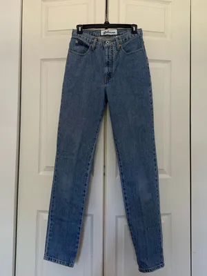 Vintage Express Women's Blue Jeans Straight Skinny High Waisted Size 7/8 Long thumbnail 2