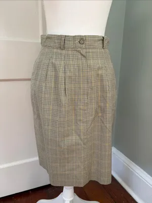 Vintage 1990s Ann Taylor Plaid Skirt Suit Set Yellow Blue Size 8 / 10 Cotton thumbnail 8