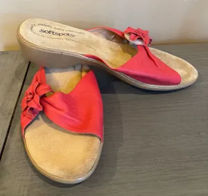 Softspots Pink Coral Leather Open Toe 11 W‎ Style 7302612 Style Floral thumbnail 1