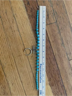 Blue Green Beaded Crescent Necklace Adjustable 15 thumbnail 5
