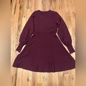 SHEIN Burgundy Ribbed Sweater Dress • L (NWT) thumbnail 4