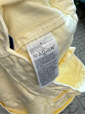 Old Navy High Rise Baggy Wide Leg Light Yellow Denim Pants 100% Cotton thumbnail 4
