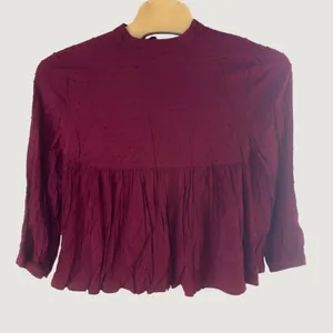 1517 | NWT Altar'd State Swiss Dot Boho Babydoll Peplum Blouse‎ Wine Women XL thumbnail 1
