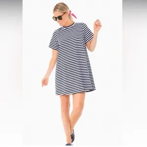 Pomander Place Tuckernuck Women's Navy Striped Zoe Mini Tee Dress T-Shirt Size S thumbnail 11