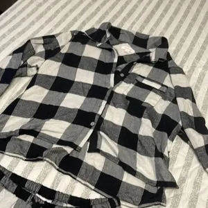 Colsie Plaid PJ Shorts and Top Lounge Set in black plaid thumbnail 4