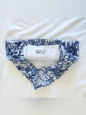 Abercrombie & Fitch Crinkle Textured Squareneck Cropped Tank - Blue Floral - XS thumbnail 7