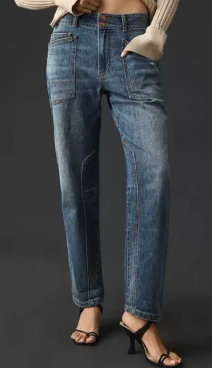Anthropologie Pilcro the Wanderer Jeans Relaxed Fit Cuffed - Double Button Front thumbnail 1