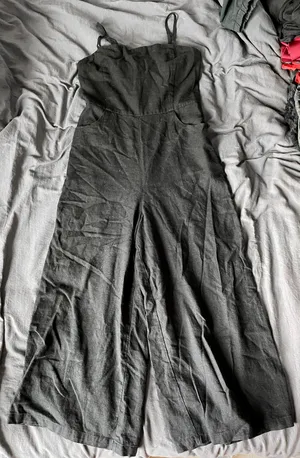 Glassons Black Jumpsuit Linen Straight Across Neck thumbnail 3