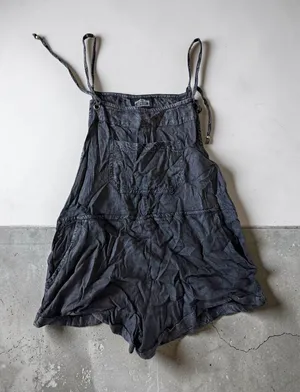 ANGIE Dark Gray Romper Overalls Size M NEW NWT thumbnail 1