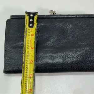 Vtg Dooney & Bourke AWL Black Pebbled Leather Kiss-lock Bifold Organizer Wallet thumbnail 2