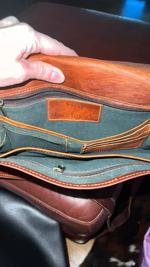 Vintage handmade leather crossbody Brown thumbnail 5