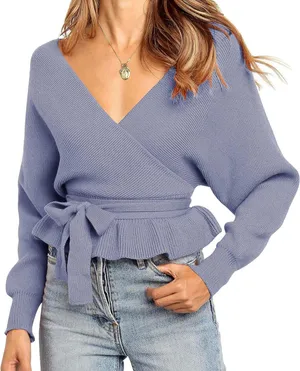 Blue Wrap Sweater thumbnail 2