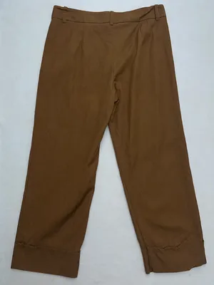 Sézane Paris Wide Leg Pants Brown Camel Size 38 US 6 Lyocell Blend Cuffed Hem⁠ thumbnail 2