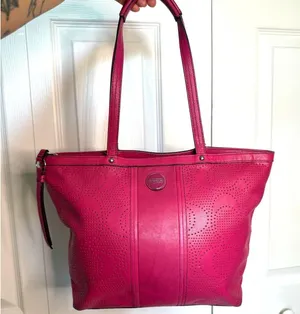 COACH Pink Signature Shoulder Bag Tote thumbnail 1
