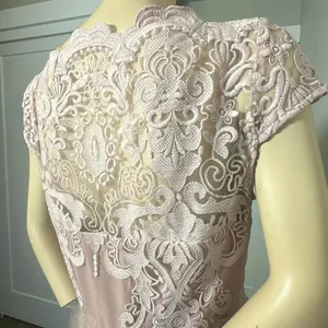 Chi Chi London Lace Premium Lace Midi Prom Dress With Bardot Neck In Mink thumbnail 12